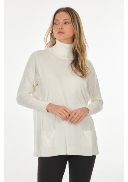 Oversize Yüksek Yaka Midi Kazak Tuniği - Günlük Kullanım fiyatları