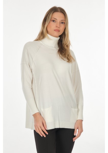 Oversize Yüksek Yaka Midi Kazak Tuniği - Günlük Kullanım indirimleri