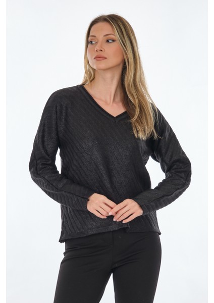 Oversize V Yaka Uzun Kol Triko - Minimalist Tarz fiyatları