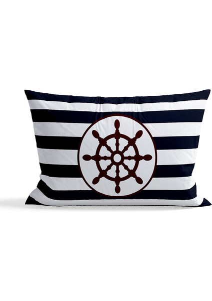 Kalın Çizgili Bordo Dümen 30CM x 50CM / Marin Temalı Çift Taraflı Kırlent Kılıfı fiyatları