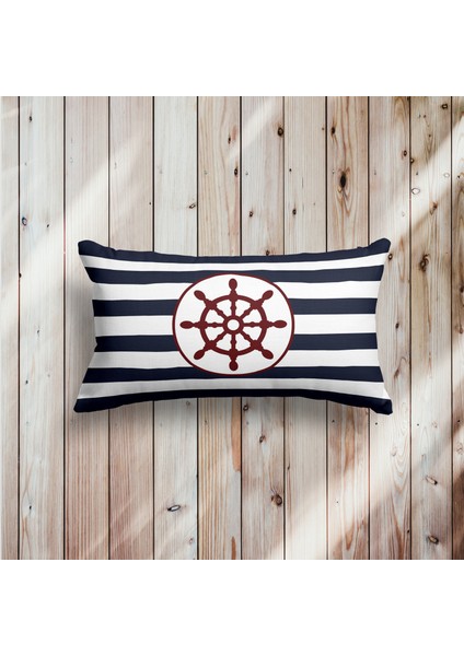 Kalın Çizgili Bordo Dümen 30CM x 50CM / Marin Temalı Çift Taraflı Kırlent Kılıfı modelleri