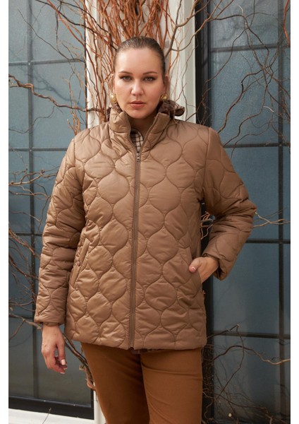 Kapitone Büyük Beden Vizon Mont fiyatları