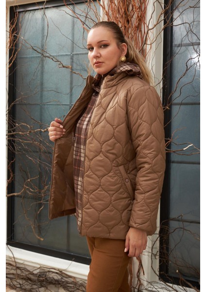 Kapitone Büyük Beden Vizon Mont modelleri