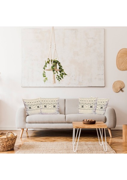 Light Aztec - Etnik Desenli Çift Taraflı Kırlent Kılıfı 2 Adet
