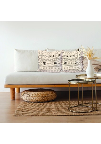 Light Aztec - Etnik Desenli Çift Taraflı Kırlent Kılıfı 2 Adet