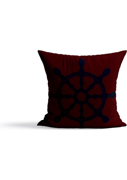 Naval Blue Dümen / Bordo Marin Temalı Çift Taraflı Kırlent Kılıfı 2 Adet