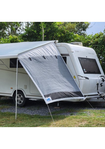 Karavan Gri Plus Tek Yön, Karavan Tentesi Yan Uzatma Gölgelik Perde