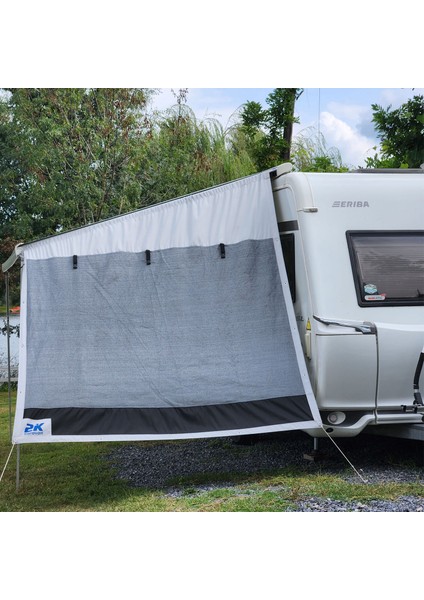 Karavan Gri Plus Tek Yön, Karavan Tentesi Yan Uzatma Gölgelik Perde