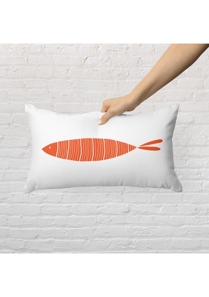 Orange Fish 30CM x 50CM / Marin Temalı Çift Taraflı Kırlent Kılıfı fırsatları