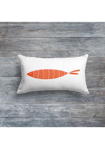 Orange Fish 30CM x 50CM / Marin Temalı Çift Taraflı Kırlent Kılıfı indirimleri