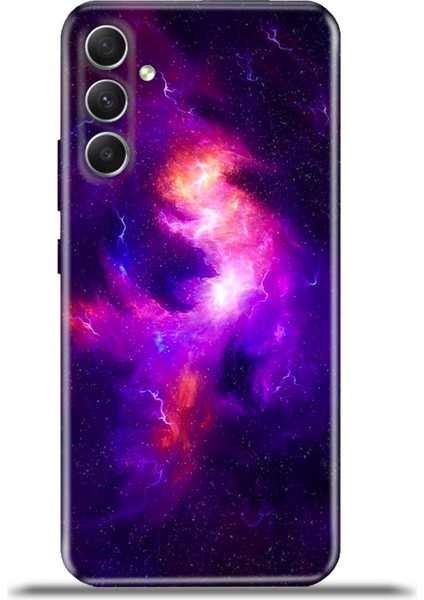 Samsung Galaxy A34 5g Kılıf Esnek Silikon Kamera Koruma 4K Desenli Özel Tasarım - Deep Space