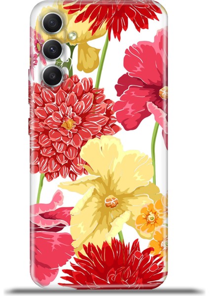 Samsung Galaxy A34 5g Kılıf Esnek Silikon Kamera Koruma 4K Desenli Özel Tasarım - Krizantem