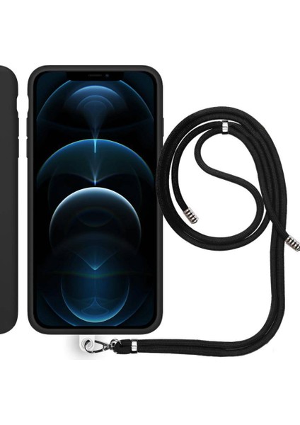Apple iPhone 15 Pro Max 6.7'' Ip Askılı Silikon Kılıf Siyah