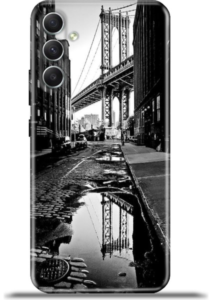 Samsung Galaxy A34 5g Kılıf Esnek Silikon Kamera Koruma 4K Desenli Özel Tasarım - Manhattan Bridge