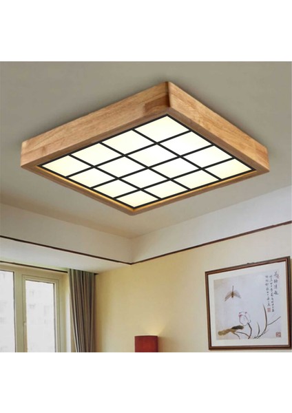 Ahşap Çerçeve Tavan LED Aydınlatma Avize 60*60CM Beyaz Işık 6500K Karedesen