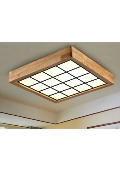 Ahşap Çerçeve Tavan LED Aydınlatma Avize 60*60CM Beyaz Işık 6500K Karedesen