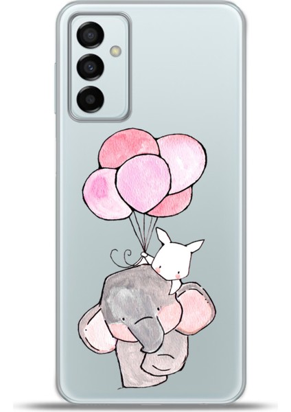 Samsung GALAXYM23 Kılıf Esnek Silikon Kamera Koruma 4K Desenli Özel Tasarım - Fil Tavşan