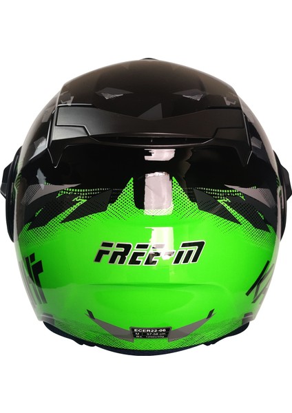 Motosiklet Yarım Kask Double Güneş Vizörlü Ece Sertifikalı Abs Material Motor Kaskı Green Arrow