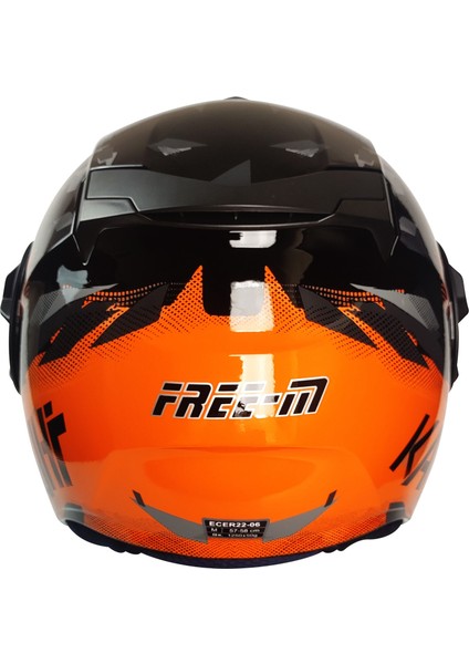 Motosiklet Yarım Kask Double Güneş Vizörlü Ece Sertifikalı Abs Material Motor Kaskı Orange Arrow fırsatları