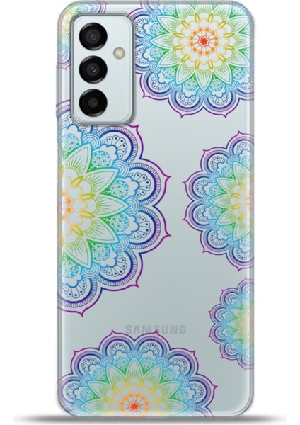 Samsung GALAXYM23 Kılıf Esnek Silikon Kamera Koruma 4K Desenli Özel Tasarım - Rainbow Mandala