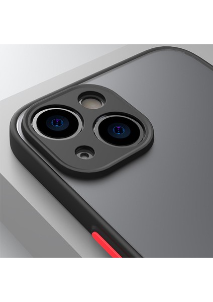 iPhone 15 Plus Kılıf Arkası Leke Yapmaz Mat Sert Şeffaf Kenarları Renkli Silikon Kamera Korumalı