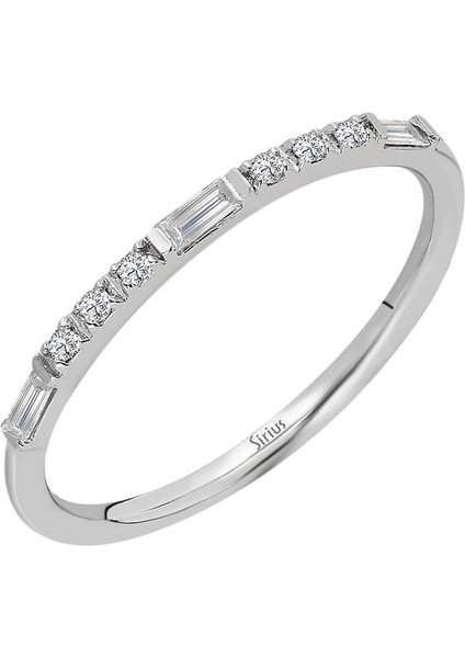 Baget Pırlanta Taşlı Yarım Tur Yüzük 0404R0398