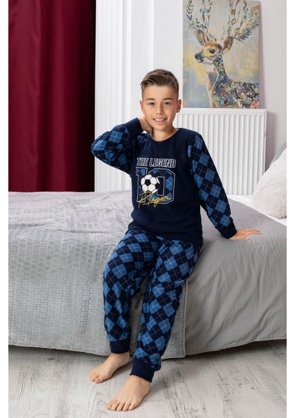 Mutlu City Yeni Sezon Sonbahar/kış Erkek Çocuk Top Desenli Polar Pijama Takımı 4512