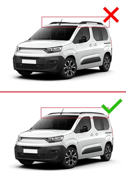 Fiat Doblo 2023 ve Sonrası ile Uyumlu Hook Model Anahtar Kilitli Ara Atkı Tavan Barı Gri