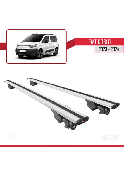 Fiat Doblo 2023 ve Sonrası ile Uyumlu Hook Model Anahtar Kilitli Ara Atkı Tavan Barı Gri