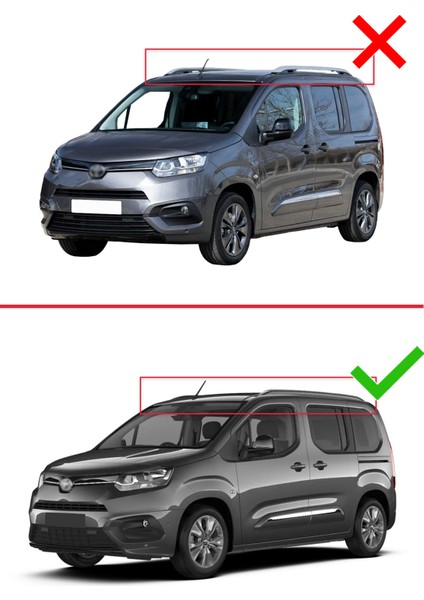 Toyota Proace City Verso 2023 ve Sonrası ile Uyumlu Ace-2 Ara Atkı Tavan Barı Gri modelleri