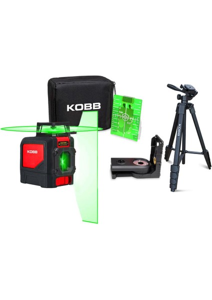 Kobb KBL30GTP 25 Metre Profesyonel Yatay 360° ve Dikey Otomatik Hizalamalı Yeşil Çapraz Çizgi Lazer Distomat + Tripod