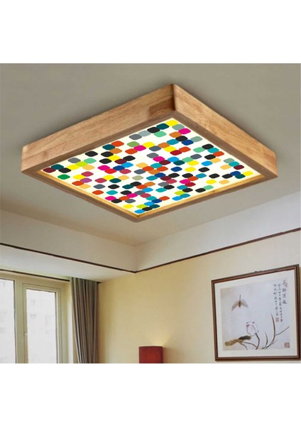 Ahşap Çerçeve Tavan LED Aydınlatma Avize Dama Desen 30*30CM Salon Mutfak Balkon Beyaz 6500K Işık fiyatları