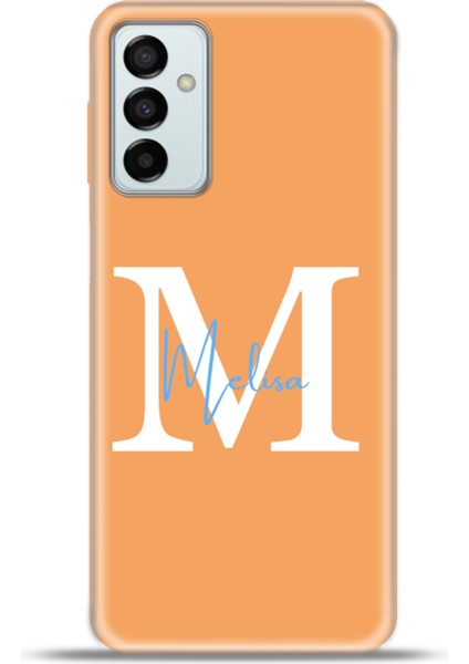 Samsung GALAXYM23 Kılıf Silikon Esnek Kamera Koruma Kişiye Özel Isim Harf Zao Turuncu - M