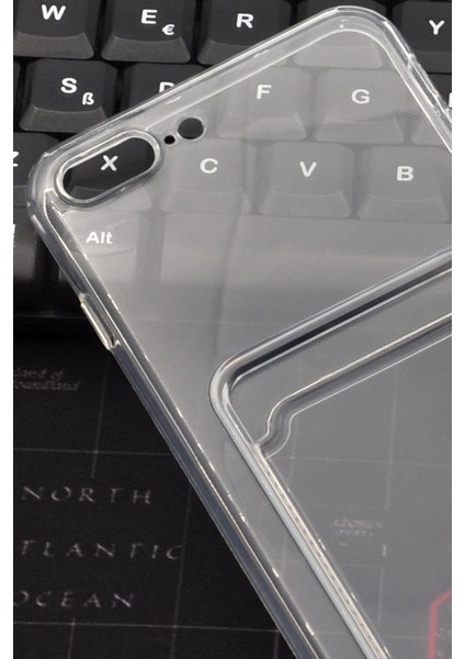 iPhone 7 Plus / 8 Plus Uyumlu Kredi Kartlıklı Şeffaf Kılıf Kamera Korumalı fırsatları