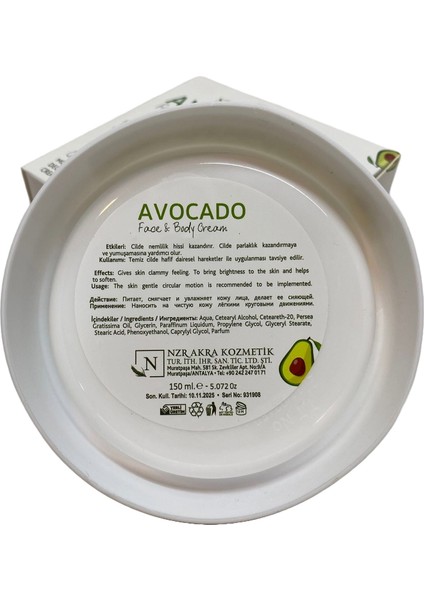 Avokado Aromalı El & Yüz Bakım Kremi Nemlendirici Canlılık Verici Krem 150 ml modelleri
