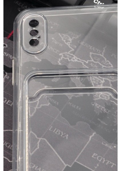 iPhone x Uyumlu Kredi Kartlıklı Şeffaf Kılıf Kamera Korumalı modelleri