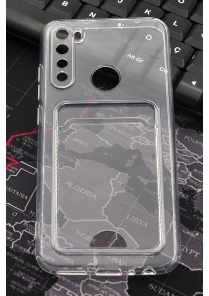 Xiaomi Redmi Note 8 Uyumlu Kredi Kartlıklı Şeffaf Kılıf Kamera Korumalı