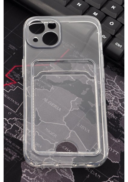 iPhone 13 Uyumlu Kredi Kartlıklı Şeffaf Kılıf Kamera Korumalı