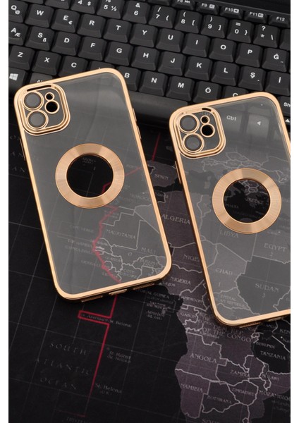iPhone 11 Uyumlu Altın Sarı Gold Renkli Kenarlı Lazerli Şeffaf Kılıf Lens Korumalı fiyatları