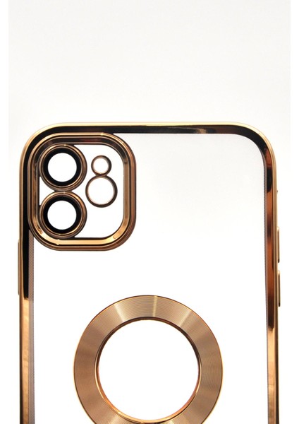 iPhone 11 Uyumlu Altın Sarı Gold Renkli Kenarlı Lazerli Şeffaf Kılıf Lens Korumalı indirimleri