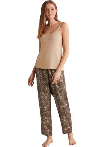 Kadın Comfortlux Üçlü Bej Pijama Takımı 9526 indirimleri