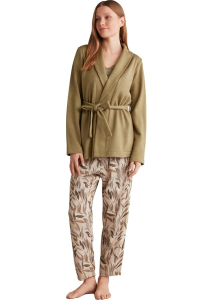 Kadın Comfortlux 3lü Yeşil Pijama Takımı 9511