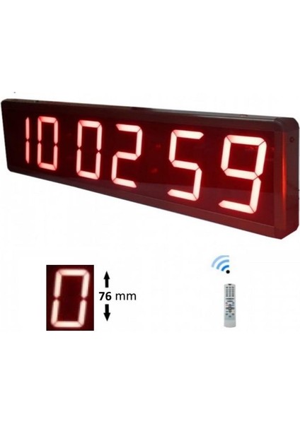 Sanec Saniyeli Dijital Duvar Saati (Kasa Ölçüsü: 17X50 cm - Kırmızı)