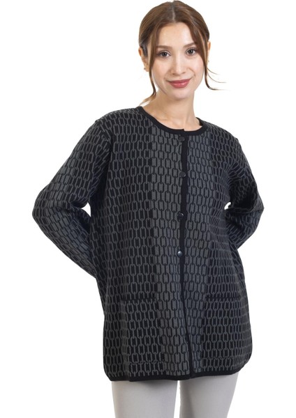 Yeni Sezon Kadın Triko Örgü Sıkı Dokuma Düğmeli Zincir Desenli Anne Kışlık Hırka 8086 modelleri