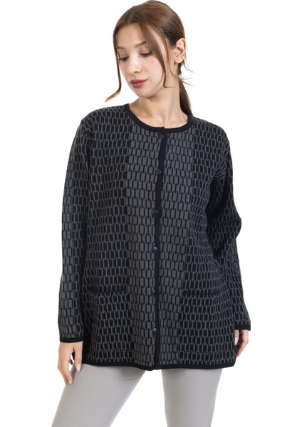 Yeni Sezon Kadın Triko Örgü Sıkı Dokuma Düğmeli Zincir Desenli Anne Kışlık Hırka 8086 fırsatları