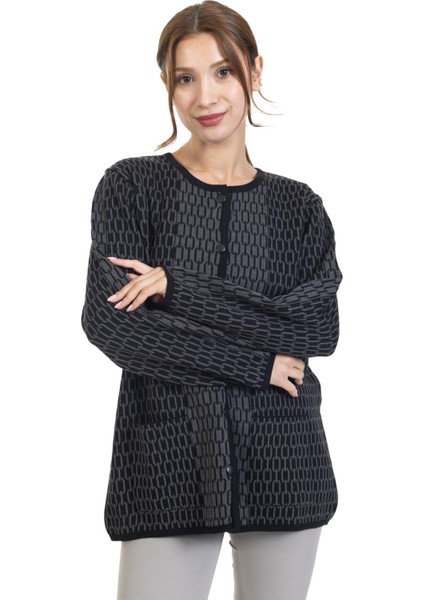 Yeni Sezon Kadın Triko Örgü Sıkı Dokuma Düğmeli Zincir Desenli Anne Kışlık Hırka 8086 indirimleri