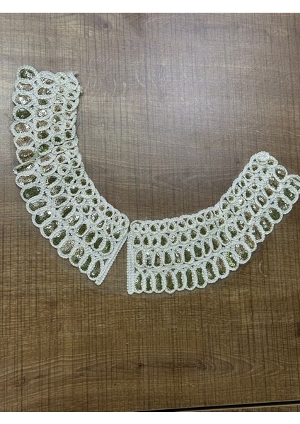 35X7 cm Pul Payetli Yaka Elbise Gömlek Yaka Aplike Dikiş Hobi Aksesuarı