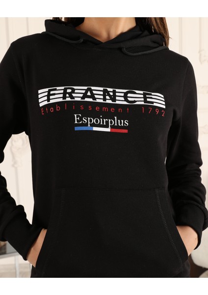 Espoirplus Siyah Renk Baskı Detaylı Unisex Sweatshirt