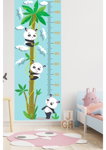 Sevimli Pandalar ve Kuşlar Boy Ölçer Sticker Boy Ölçüm Cetveli fırsatları