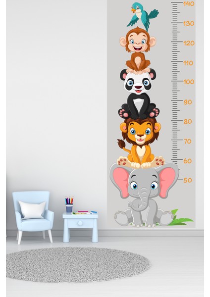 Sevimli Safari Hayvanları Boy Ölçüm Cetveli Boy Ölçer Sticker fiyatları